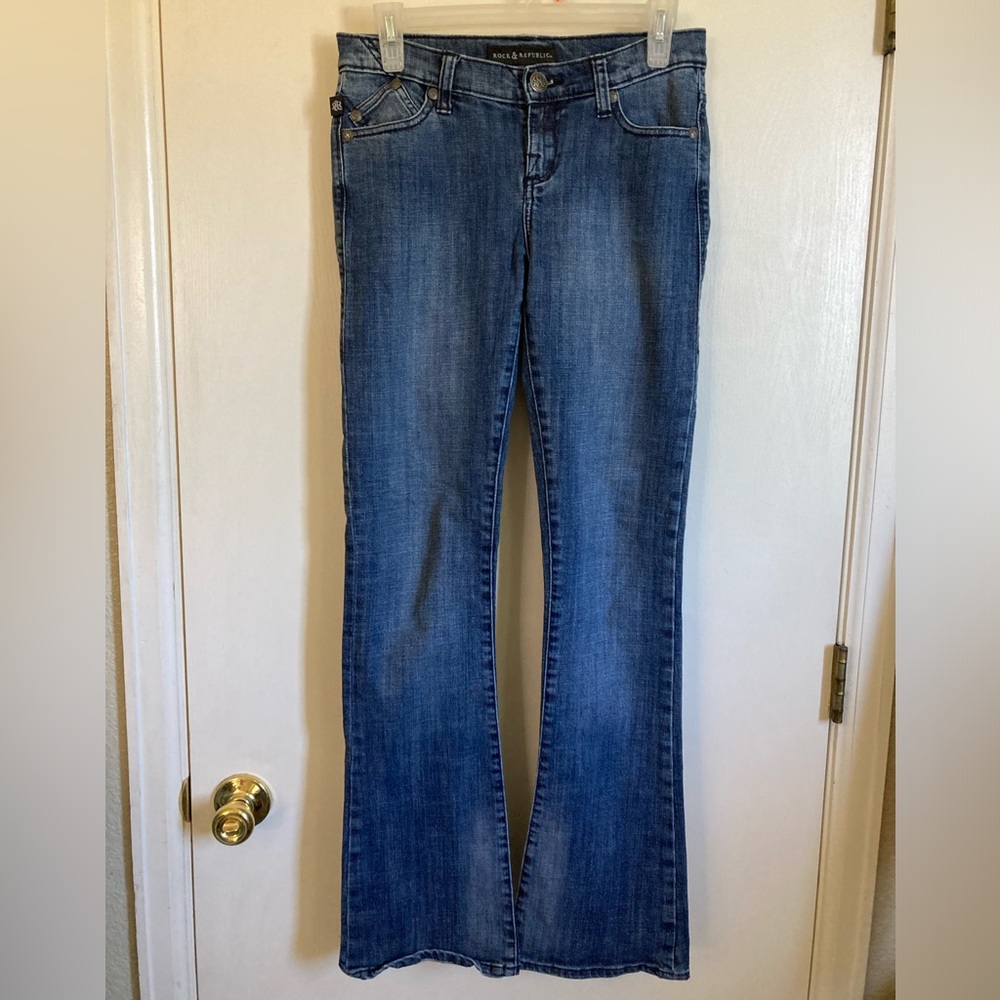 *Rock & Republic Kasandra Medium Wash Flap Pocket Bootcut Size 4M Denim Jeans#RW